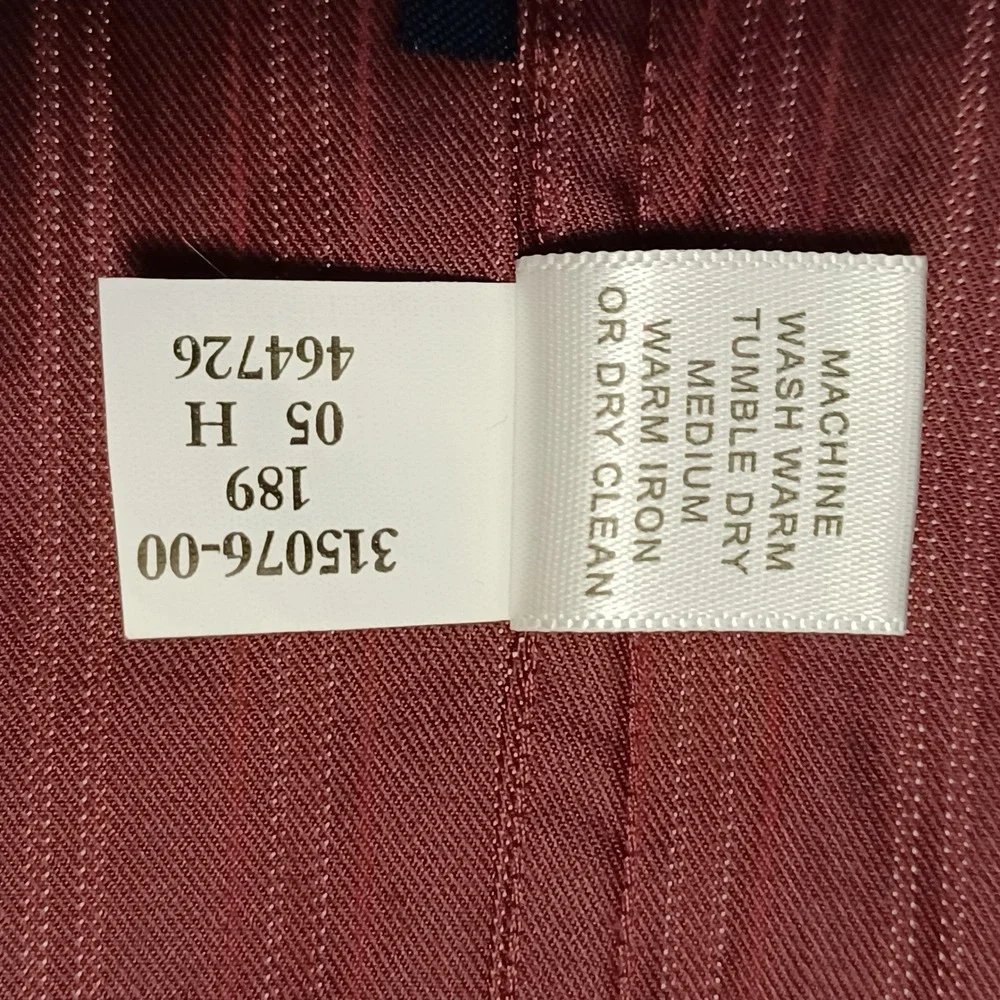 Banana Republic Dress Shirt Mens L Burgundy Striped Long Sleeve 100% Cot 16-16.5